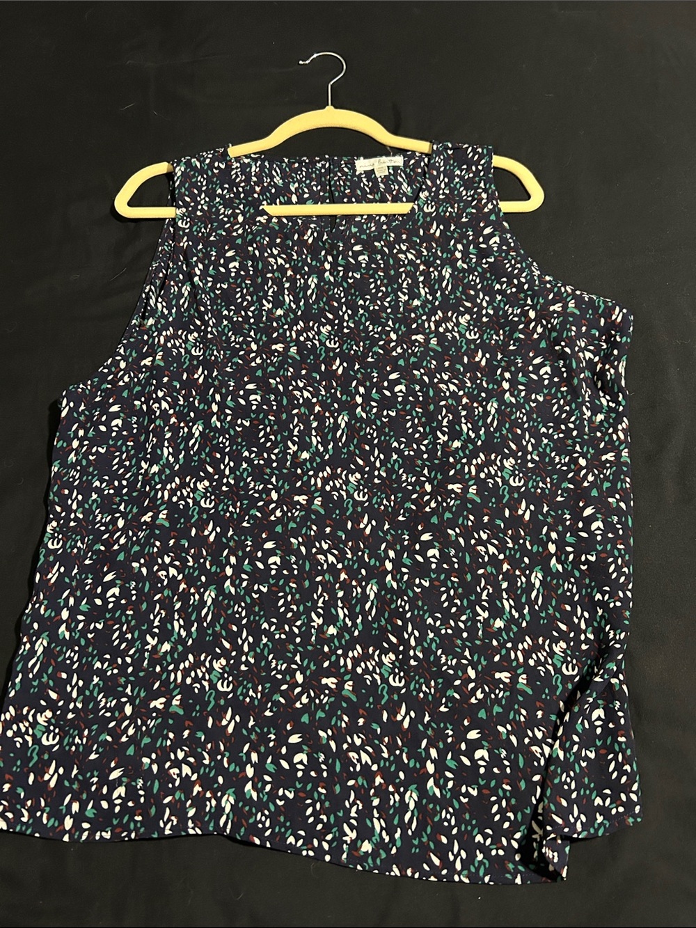 nine britton Navy Sleeveless Camisole with Teal & White Print
